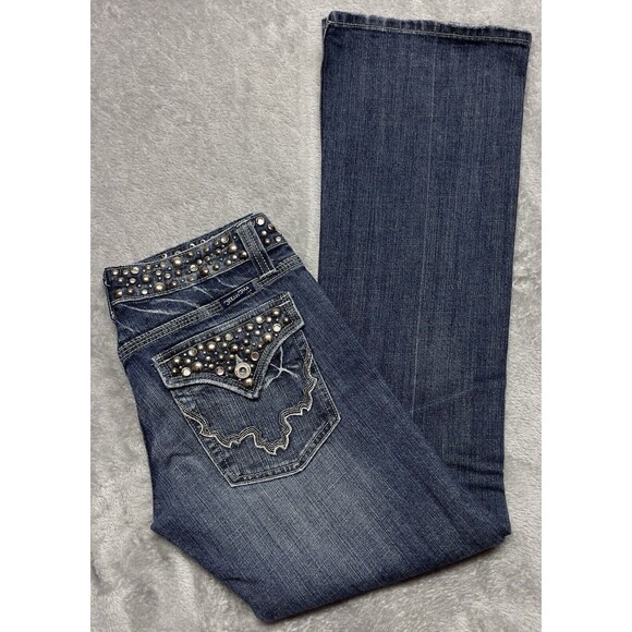 Miss Me JP42885 Bootcut Women's Embellished Studded Low-Rise Jeans Size 28 - Picture 10 of 15